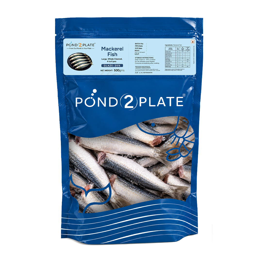 Mackerel Fish – Whole Cleaned, Headless, 400 g (4–6 Pieces)